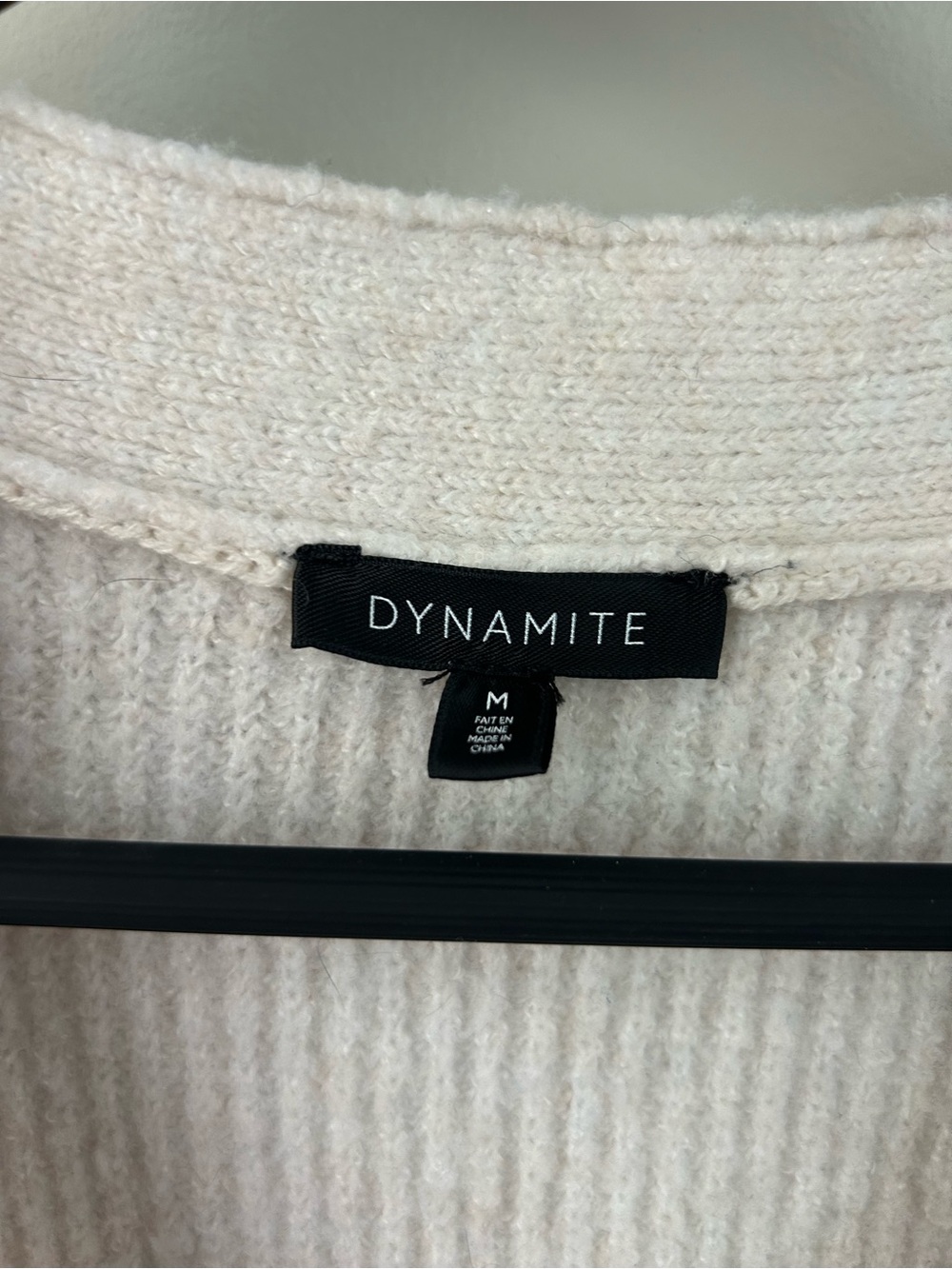 Dynamite Neutral Cream Button Front Ribbed Cardigan - Picture 3 of 3